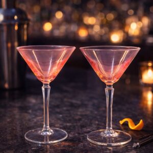 Pembe Cam Martini Kadehi – Zarif Kokteyl Sunum Bardağı (2’li Set)