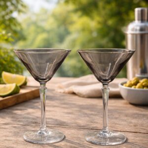 Füme Cam Martini Kadehi – Modern Kokteyl Sunum Bardağı (2’li Set)