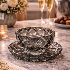 Füme Kristal Cam Kase & Tabak Seti – Premium Şık Sunum